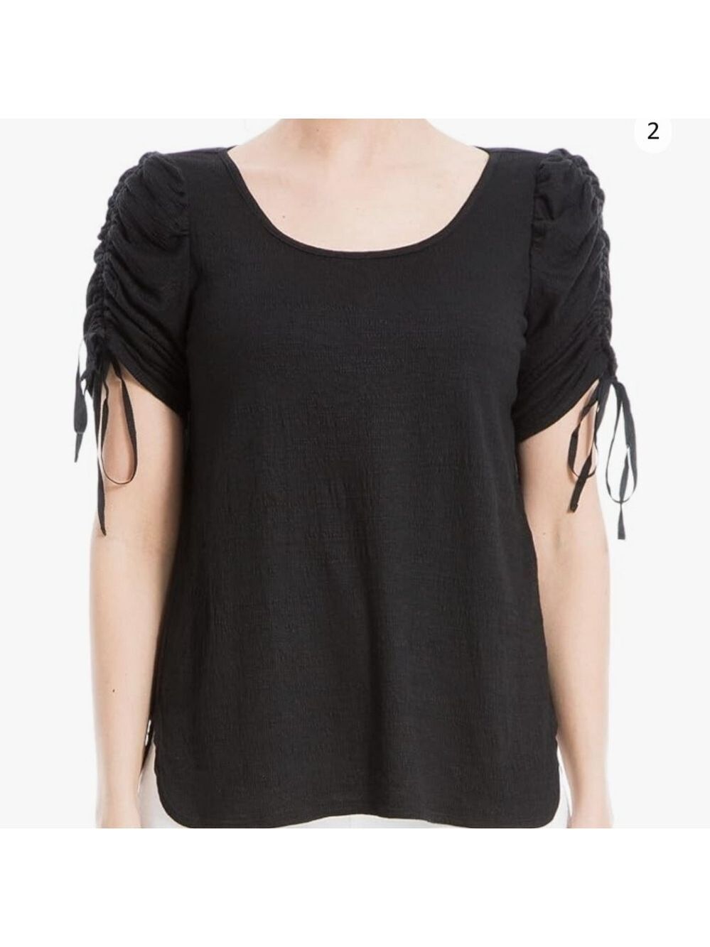Women's Cinkle Jersey Rouched Tie Sleeve Top NWOT Size M